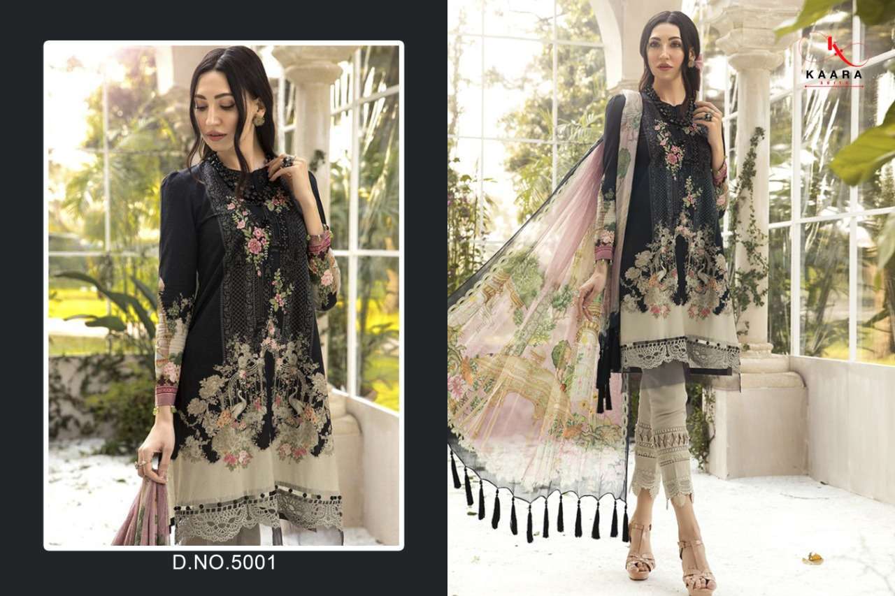 M.PRINT VOL-5 BY KAARA SUITS 5001 TO 5006 SERIES BEAUTIFUL SUITS STYLISH FANCY COLORFUL PARTY WEAR & OCCASIONAL WEAR PASHMINA DIGITAL PRINTED DRESSES AT WHOLESALE PRICE