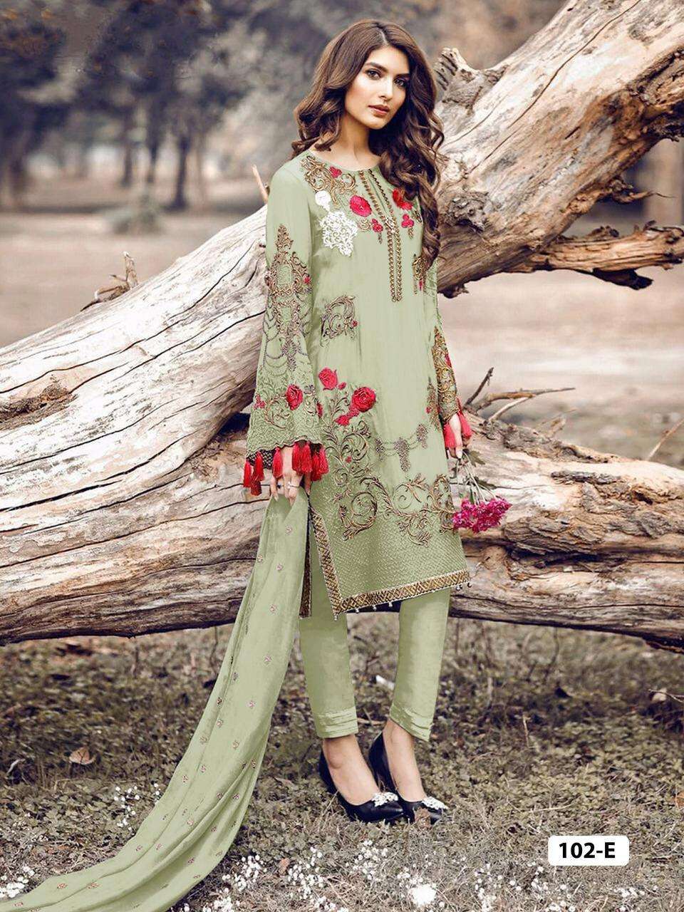 PAKISTANI HIT DESIGN 102 COLOURS BY FASHID WHOLESALE 102-A TO 102-L SERIES PAKISTANI SUITS BEAUTIFUL FANCY COLORFUL STYLISH PARTY WEAR & OCCASIONAL WEAR FAUX GEORGETTE WITH EMBROIDERY DRESSES AT WHOLESALE PRICE