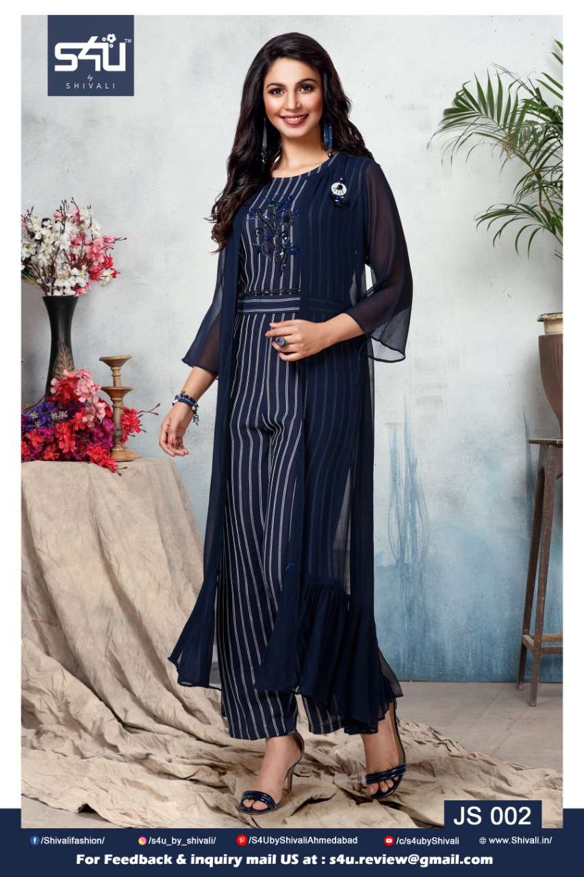 HELLO JACKET 001 SERIES BY S4U FASHION 001 TO 005 SERIES STYLISH FANCY BEAUTIFUL COLORFUL CASUAL WEAR & ETHNIC WEAR RAYON PRINTED KURTIS AT WHOLESALE PRICE
