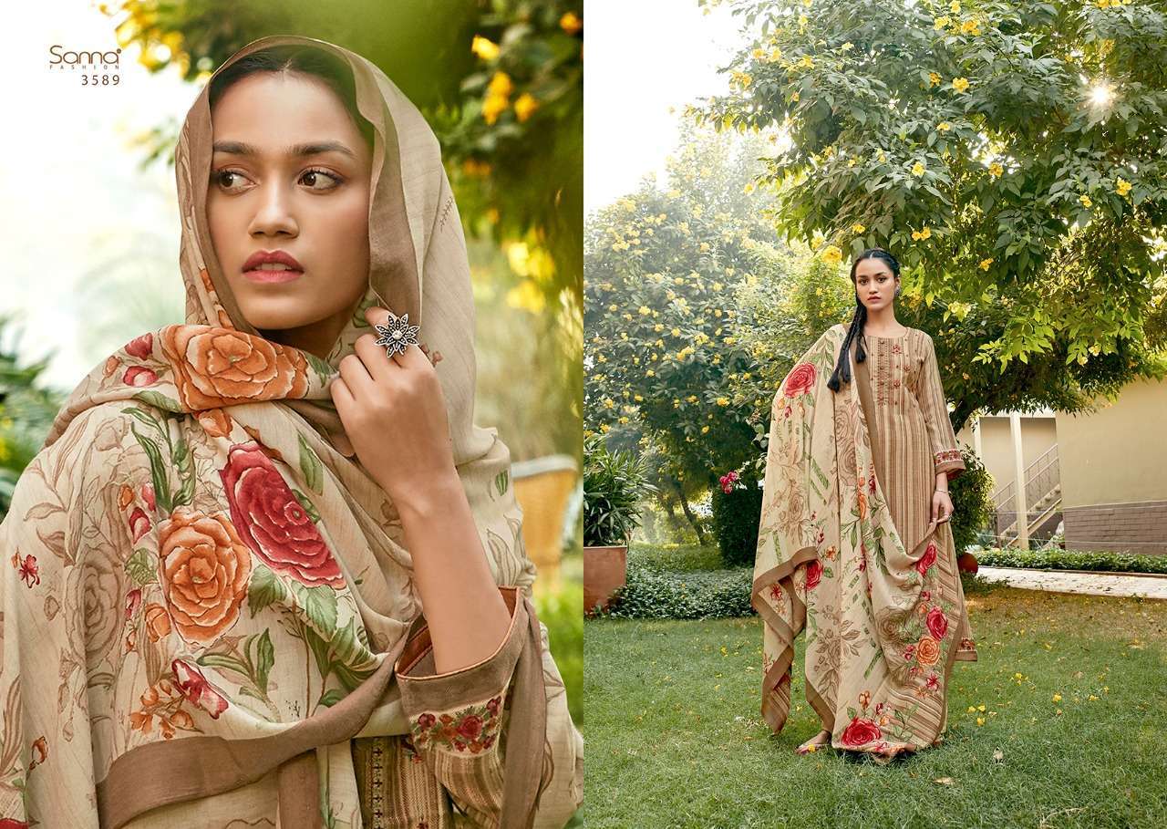 RUMANA BY SANNA FASHION 3586 TO 3595 SERIES BEAUTIFUL STYLISH SUITS FANCY COLORFUL CASUAL WEAR & ETHNIC WEAR & READY TO WEAR PURE PASHMINA DIGITAL PRINTED DRESSES AT WHOLESALE PRICE