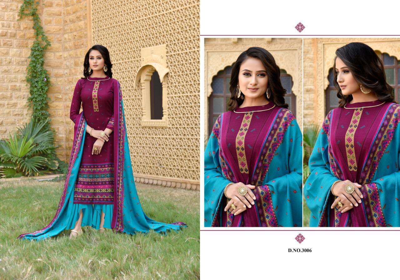 GLORY VOL-3 BY SHREE BALA CREATION 3001 TO 3010 SERIES BEAUTIFUL STYLISH SUITS FANCY COLORFUL CASUAL WEAR & ETHNIC WEAR & READY TO WEAR WOOLEN PASHMINA PRINTED DRESSES AT WHOLESALE PRICE