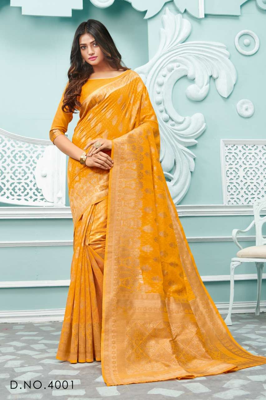 VANSHIKA BY SANGAM PRINTS 4001 TO 4006 SERIES INDIAN TRADITIONAL WEAR COLLECTION BEAUTIFUL STYLISH FANCY COLORFUL PARTY WEAR & OCCASIONAL WEAR COTTON HANDLOOM SAREES AT WHOLESALE PRICE