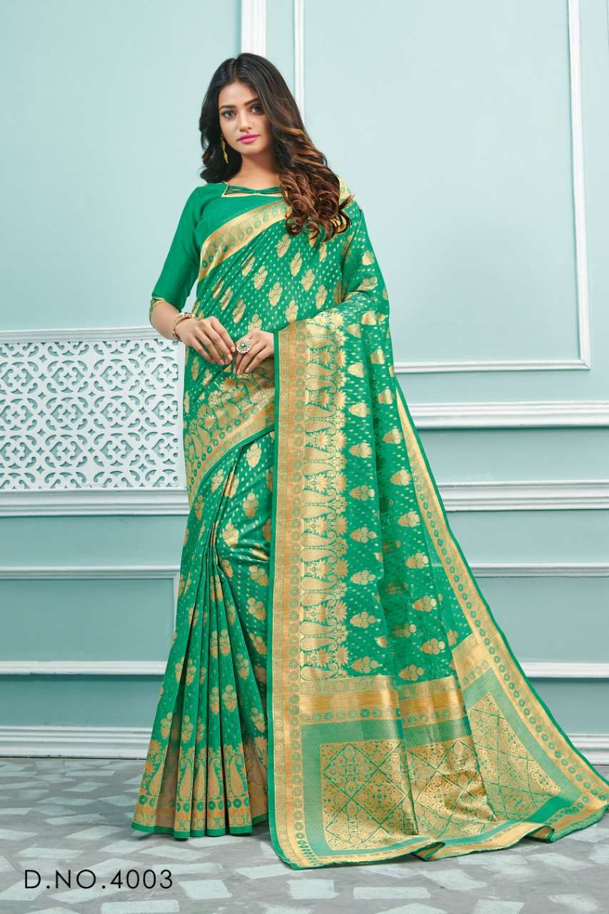 VANSHIKA BY SANGAM PRINTS 4001 TO 4006 SERIES INDIAN TRADITIONAL WEAR COLLECTION BEAUTIFUL STYLISH FANCY COLORFUL PARTY WEAR & OCCASIONAL WEAR COTTON HANDLOOM SAREES AT WHOLESALE PRICE