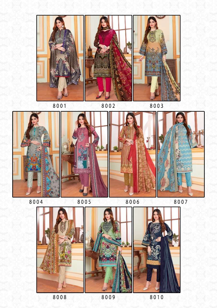 SOFIYA VOL-8 BY MISS WORLD CHOICE 8001 TO 8010 SERIES BEAUTIFUL SUITS STYLISH FANCY COLORFUL CASUAL WEAR & ETHNIC WEAR COTTON PRINTED DRESSES AT WHOLESALE PRICE