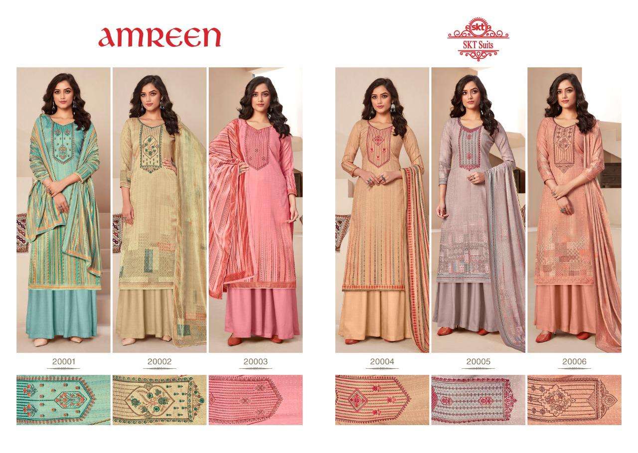 AMREEN BY SKT SUITS 20001 TO 20006 SERIES BEAUTIFUL STYLISH PAKISATNI SUITS FANCY COLORFUL CASUAL WEAR & ETHNIC WEAR & READY TO WEAR PASHMINA DIGITAL PRINTED DRESSES AT WHOLESALE PRICE