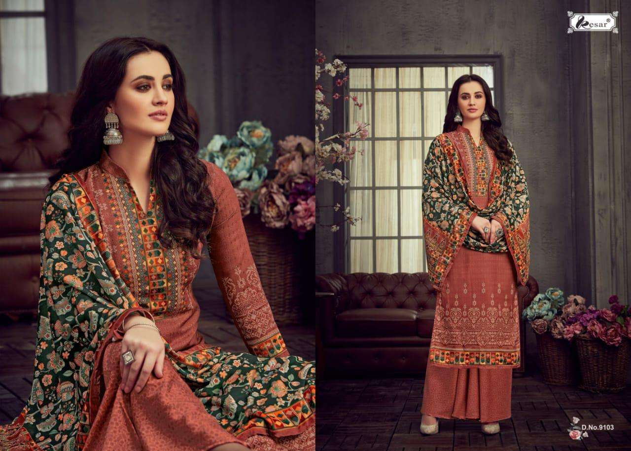 AMIRA BY KESAR 9101 TO 9106 SERIES BEAUTIFUL STYLISH PAKISATNI SUITS FANCY COLORFUL CASUAL WEAR & ETHNIC WEAR & READY TO WEAR PURE PASHMINA DIGITAL PRINTED DRESSES AT WHOLESALE PRICE