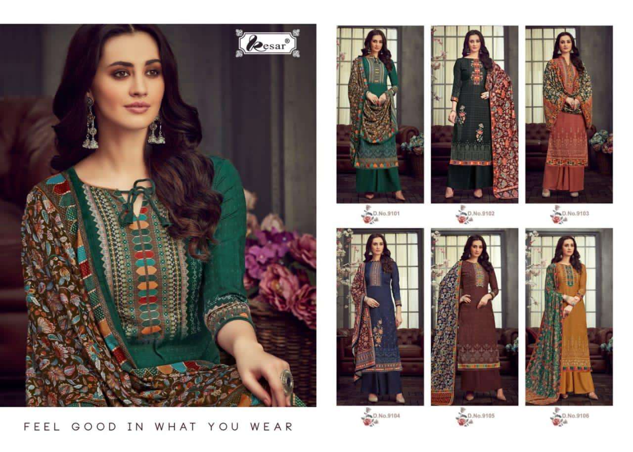 AMIRA BY KESAR 9101 TO 9106 SERIES BEAUTIFUL STYLISH PAKISATNI SUITS FANCY COLORFUL CASUAL WEAR & ETHNIC WEAR & READY TO WEAR PURE PASHMINA DIGITAL PRINTED DRESSES AT WHOLESALE PRICE