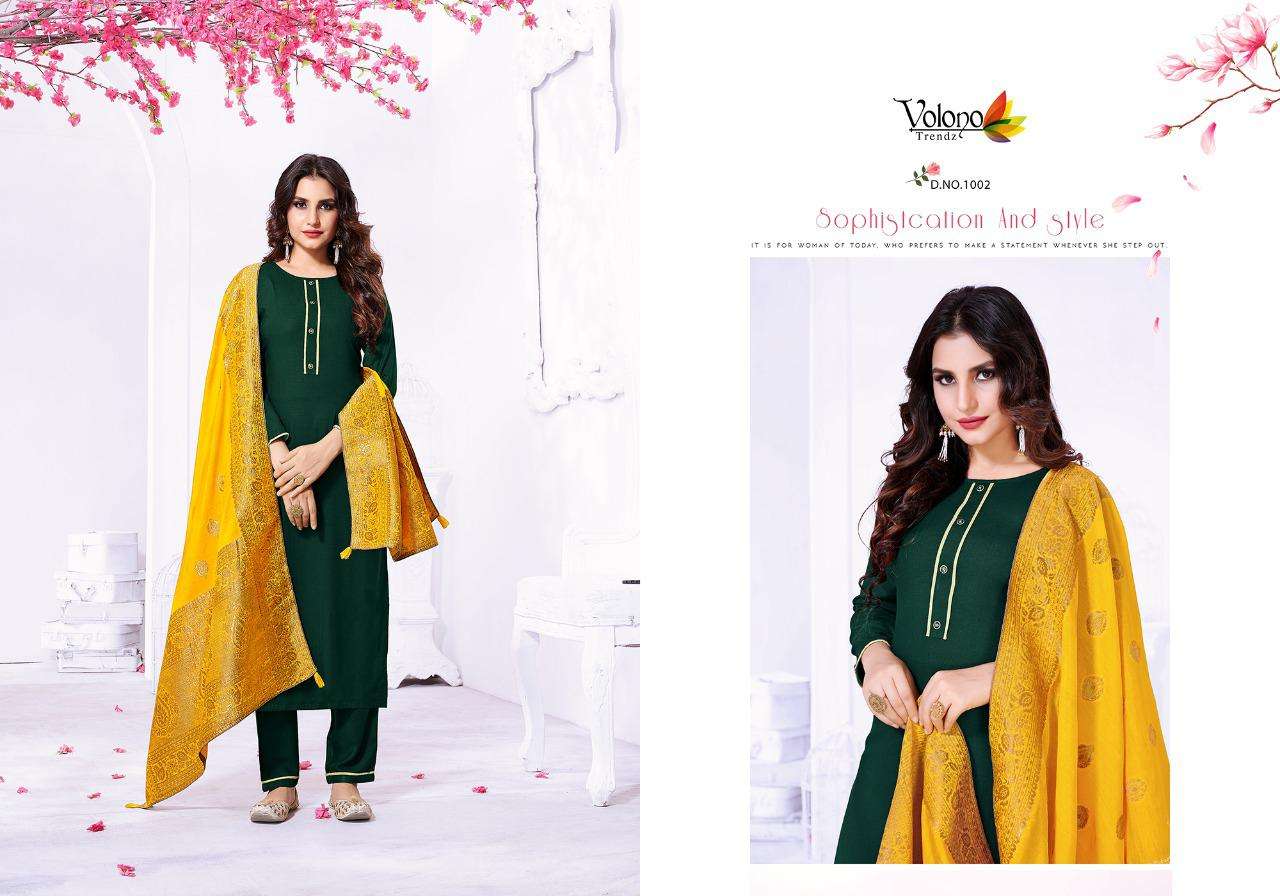 VASTRA BY VOLONO TRENDZ 1001 TO 1006 SERIES BEAUTIFUL SUITS STYLISH FANCY COLORFUL PARTY WEAR & OCCASIONAL WEAR HEAVY RAYON DRESSES AT WHOLESALE PRICE