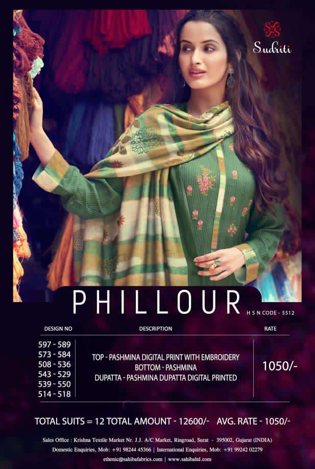 PHILLOUR BY SUDHRITI SUITS BEAUTIFUL FANCY COLORFUL STYLISH PARTY WEAR & OCCASIONAL WEAR PASHMINA DIGITAL PRINT WITH EMBROIDERY DRESSES AT WHOLESALE PRICE