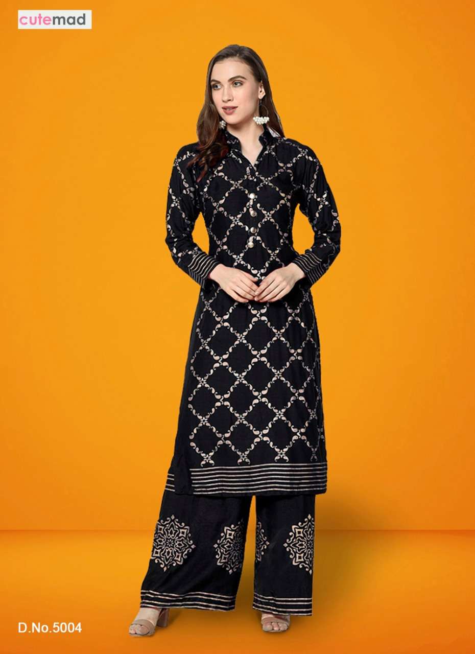 CUTEMADE VOL-5 BY KESARI EXPORTS 5001 TO 5007 SERIES STYLISH FANCY BEAUTIFUL COLORFUL CASUAL WEAR & ETHNIC WEAR BUUTER CRAPE PRINTED KURTIS WITH BOTTOM AT WHOLESALE PRICE