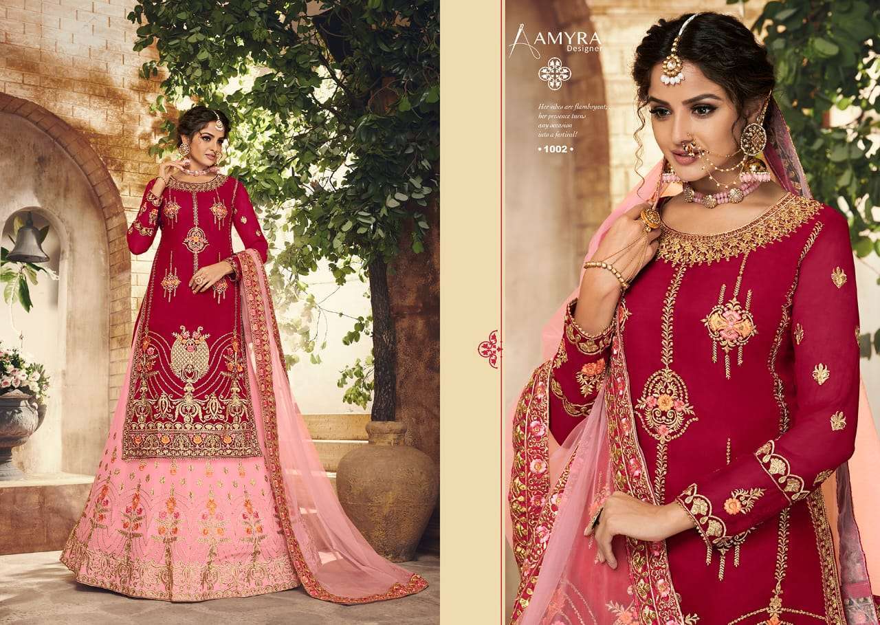 BANDHAN BY AMYRA DESIGNER 1001 TO 1005 SERIES DESIGNER SUITS COLLECTION BEAUTIFUL STYLISH COLORFUL FANCY PARTY WEAR & OCCASIONAL WEAR REAL GEORGETTE EMBROIDERY DRESSES AT WHOLESALE PRICE