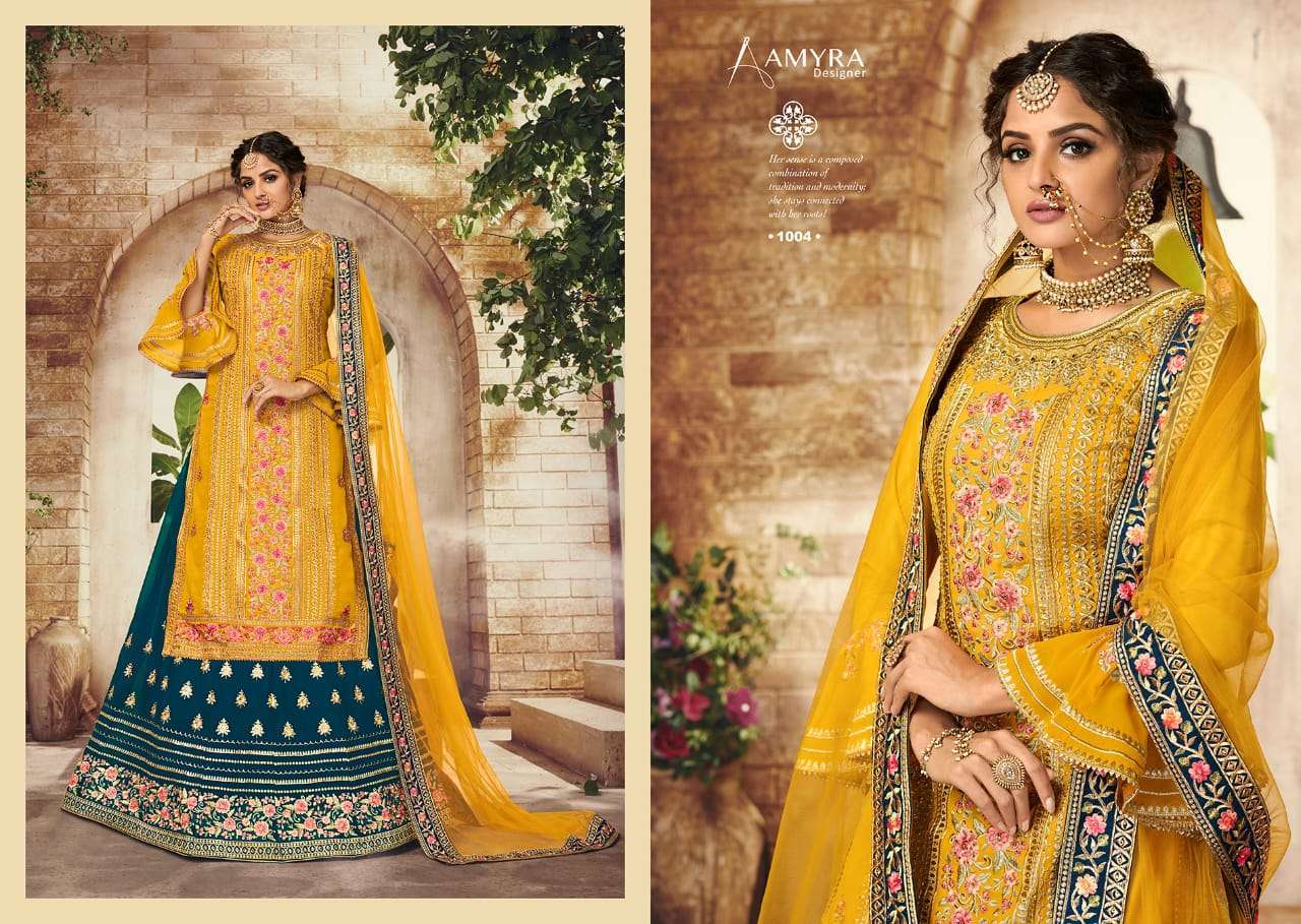 BANDHAN BY AMYRA DESIGNER 1001 TO 1005 SERIES DESIGNER SUITS COLLECTION BEAUTIFUL STYLISH COLORFUL FANCY PARTY WEAR & OCCASIONAL WEAR REAL GEORGETTE EMBROIDERY DRESSES AT WHOLESALE PRICE