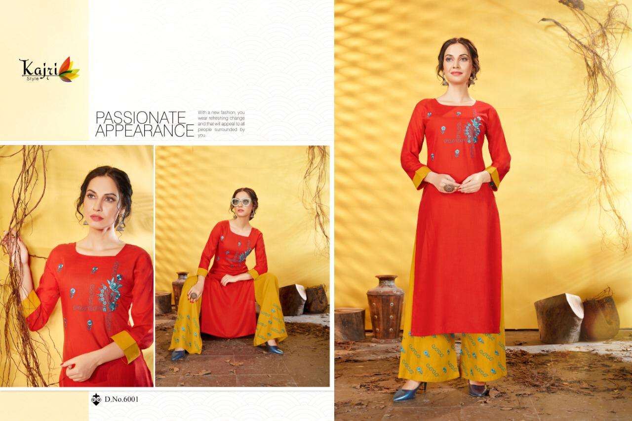 Noor Vol-6 By Kajri Style 6001 To 6008 Series Stylish Fancy Beautiful Colorful Casual Wear & Ethnic Wear Rayon Slub Kurtis With Bottom At Wholesale Price