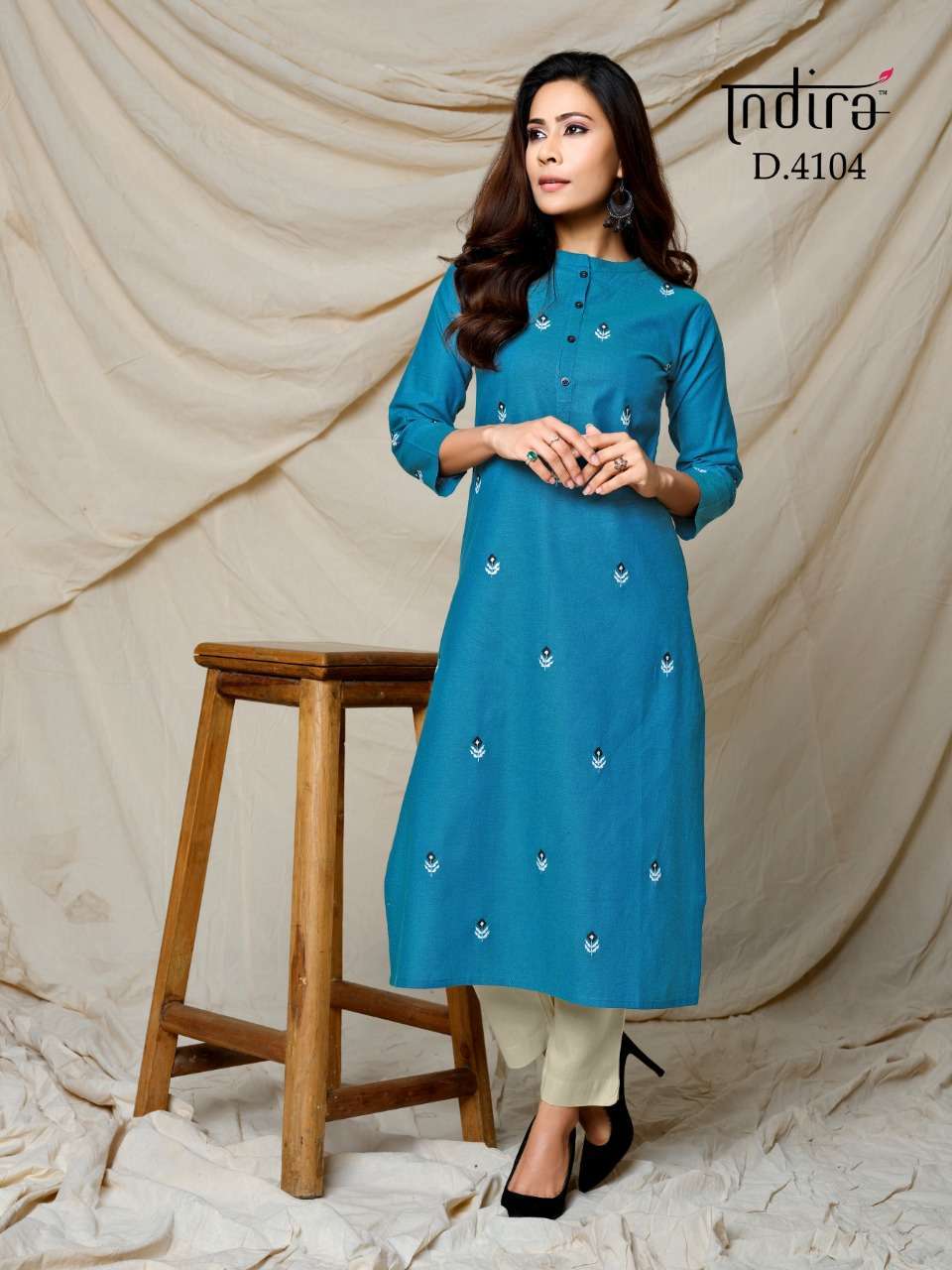 FINESSE BY INDIRA 4101 TO 4106 SERIES BEAUTIFUL STYLISH FANCY COLORFUL CASUAL WEAR & ETHNIC WEAR & READY TO WEAR WOOVEN COTTON EMBROIDERED KURTIS AT WHOLESALE PRICE