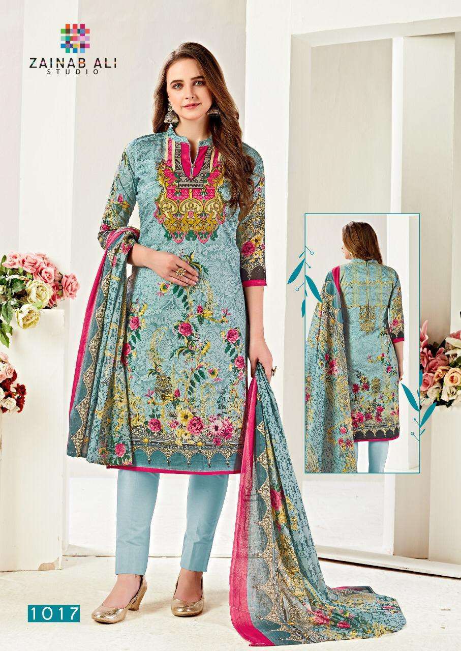 PREMIUM LAWN COLLECTION VOL-1 BY ZAINAB ALI 1011 TO 1020 SERIES BEAUTIFUL STYLISH FANCY COLORFUL CASUAL WEAR & ETHNIC WEAR HEAVY COTTON LAWN PRINT DRESSES AT WHOLESALE PRICE
