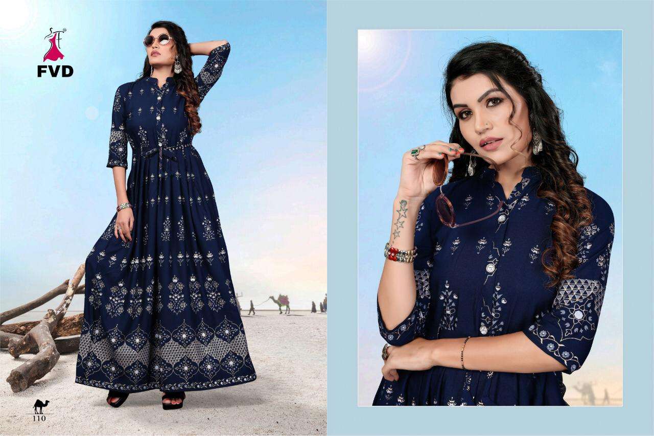 BLUE DIAMOND BY FVD 109 TO 116 SERIES STYLISH FANCY BEAUTIFUL COLORFUL CASUAL WEAR & ETHNIC WEAR RAYON FOIL PRINT GOWNS AT WHOLESALE PRICE