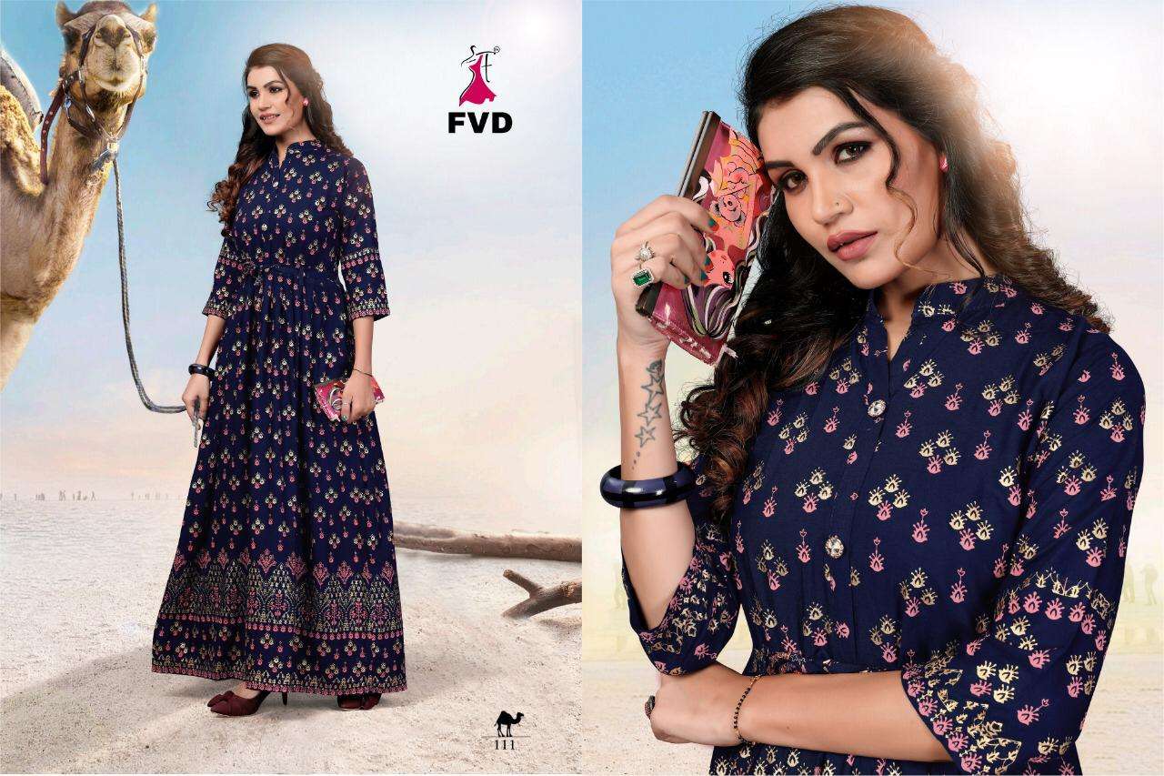 BLUE DIAMOND BY FVD 109 TO 116 SERIES STYLISH FANCY BEAUTIFUL COLORFUL CASUAL WEAR & ETHNIC WEAR RAYON FOIL PRINT GOWNS AT WHOLESALE PRICE