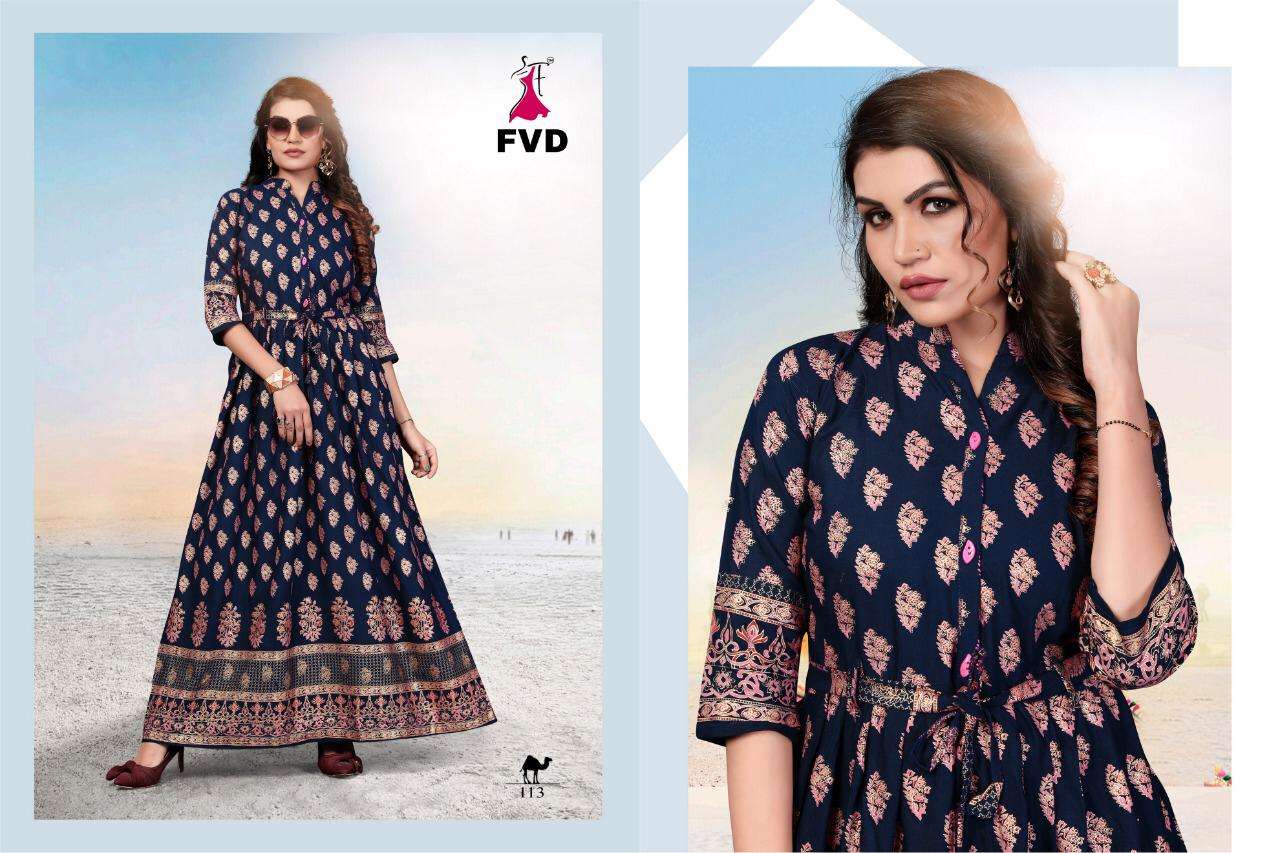 BLUE DIAMOND BY FVD 109 TO 116 SERIES STYLISH FANCY BEAUTIFUL COLORFUL CASUAL WEAR & ETHNIC WEAR RAYON FOIL PRINT GOWNS AT WHOLESALE PRICE