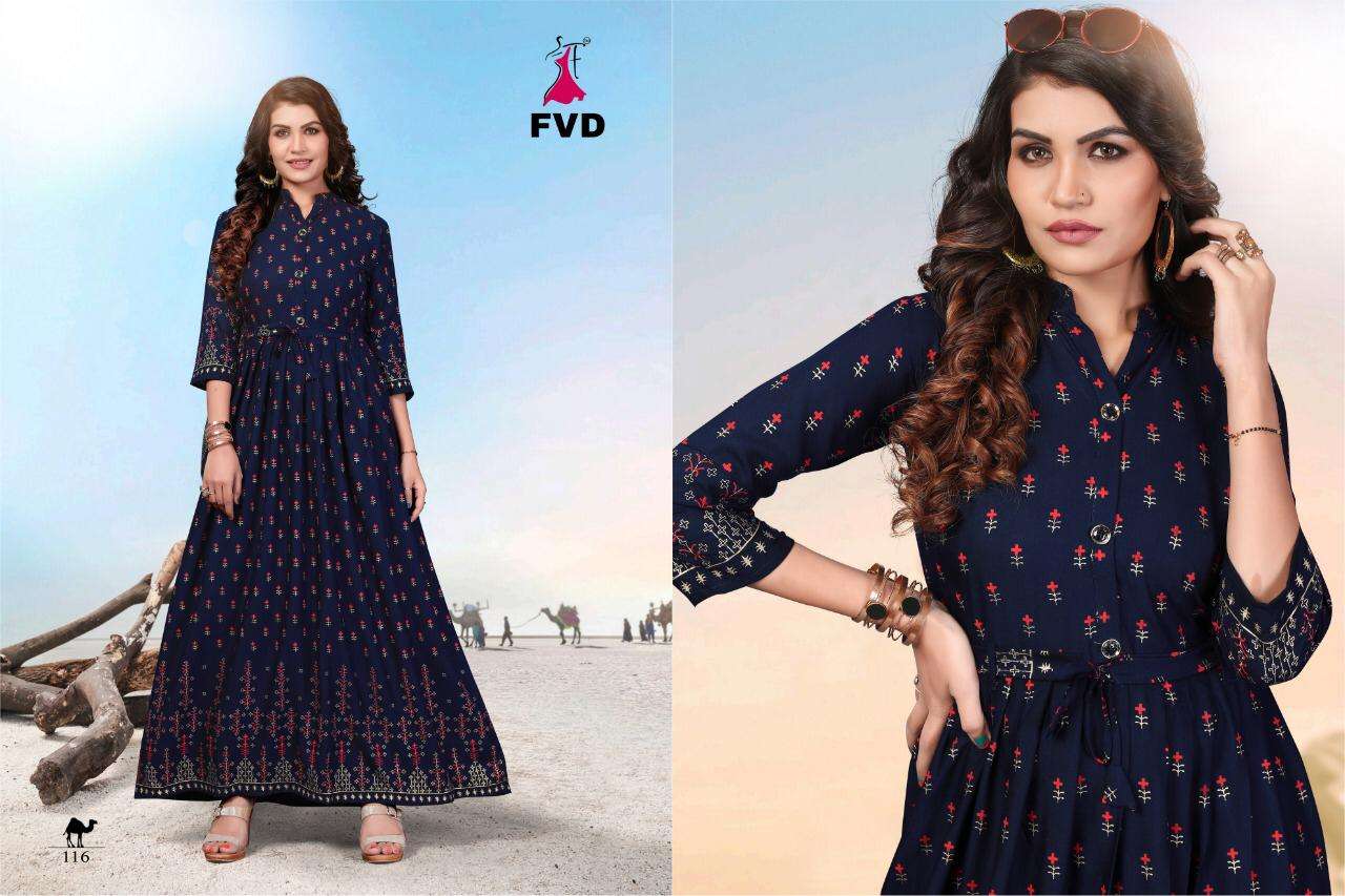 BLUE DIAMOND BY FVD 109 TO 116 SERIES STYLISH FANCY BEAUTIFUL COLORFUL CASUAL WEAR & ETHNIC WEAR RAYON FOIL PRINT GOWNS AT WHOLESALE PRICE