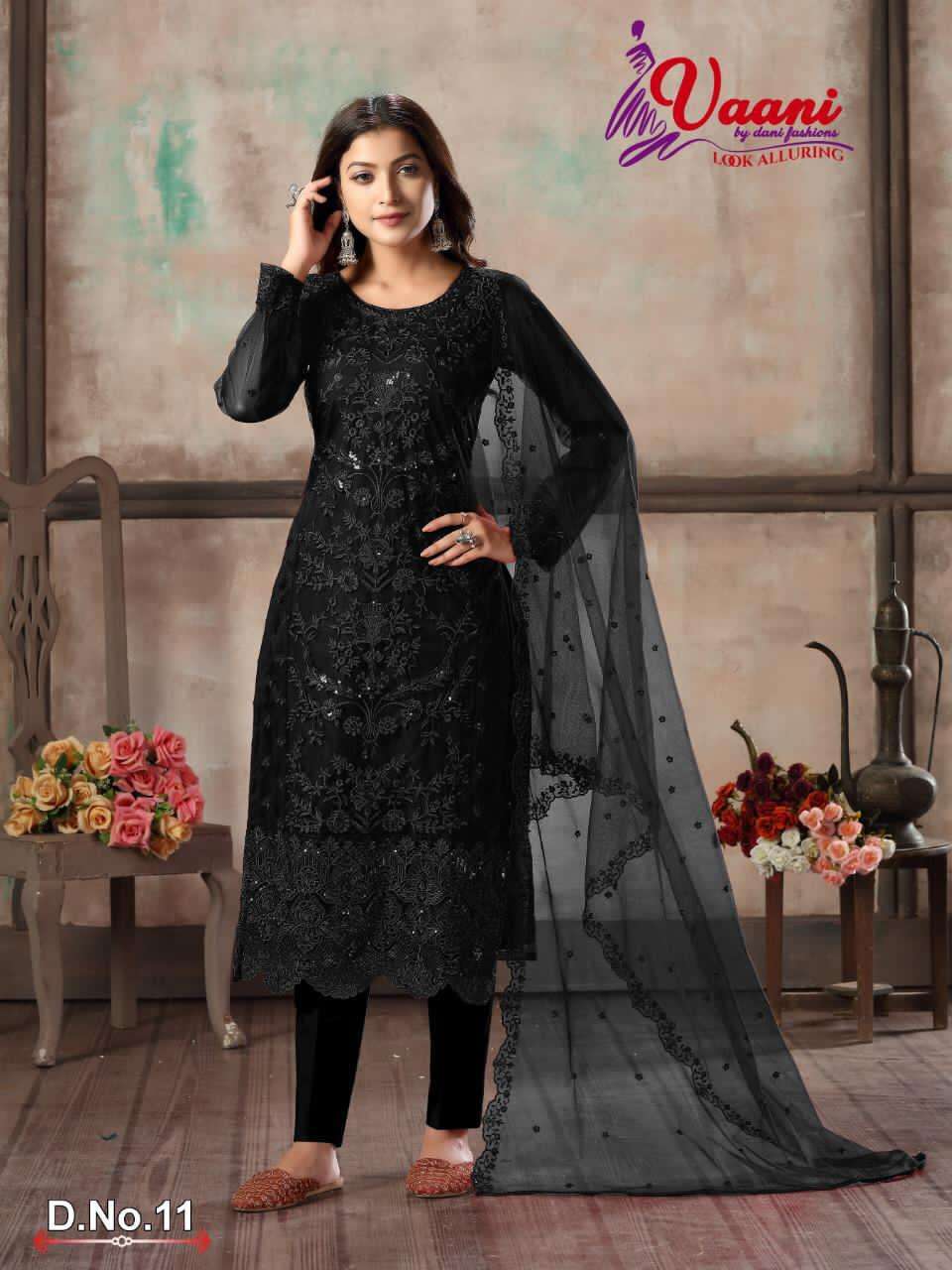 VAANI VOL-1 BY DANI FASHION 11 TO 14 SERIES DESIGNER SUITS BEAUTIFUL STYLISH FANCY COLORFUL PARTY WEAR & ETHNIC WEAR NET EMBROIDERED DRESSES AT WHOLESALE PRICE