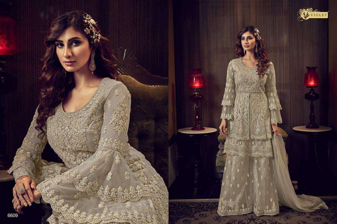 SNOW WHITE 6601 SERIES BY SWAGAT 6601 TO 6609 SERIES DESIGNER FESTIVE SUITS COLLECTION BEAUTIFUL STYLISH FANCY COLORFUL PARTY WEAR & OCCASIONAL WEAR GEORGETTE/NET EMBROIDERED DRESSES AT WHOLESALE PRICE