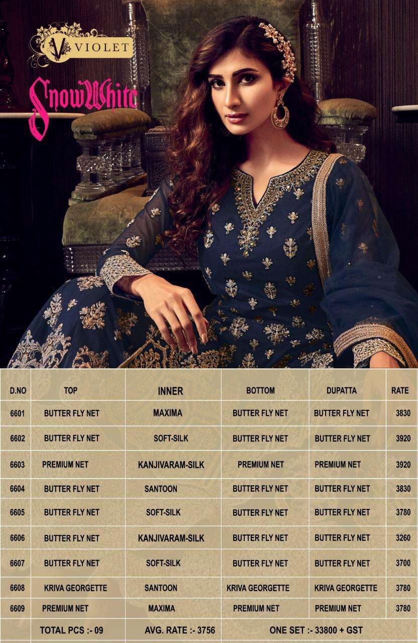 SNOW WHITE 6601 SERIES BY SWAGAT 6601 TO 6609 SERIES DESIGNER FESTIVE SUITS COLLECTION BEAUTIFUL STYLISH FANCY COLORFUL PARTY WEAR & OCCASIONAL WEAR GEORGETTE/NET EMBROIDERED DRESSES AT WHOLESALE PRICE