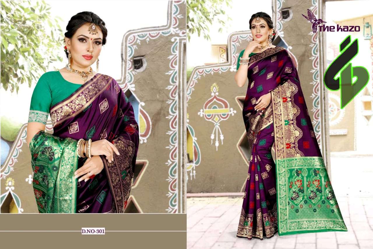MENKA VOL-3 BY THE KAZO INDIAN TRADITIONAL WEAR COLLECTION BEAUTIFUL STYLISH FANCY COLORFUL PARTY WEAR & OCCASIONAL WEAR BANARASI SILK SAREES AT WHOLESALE PRICE