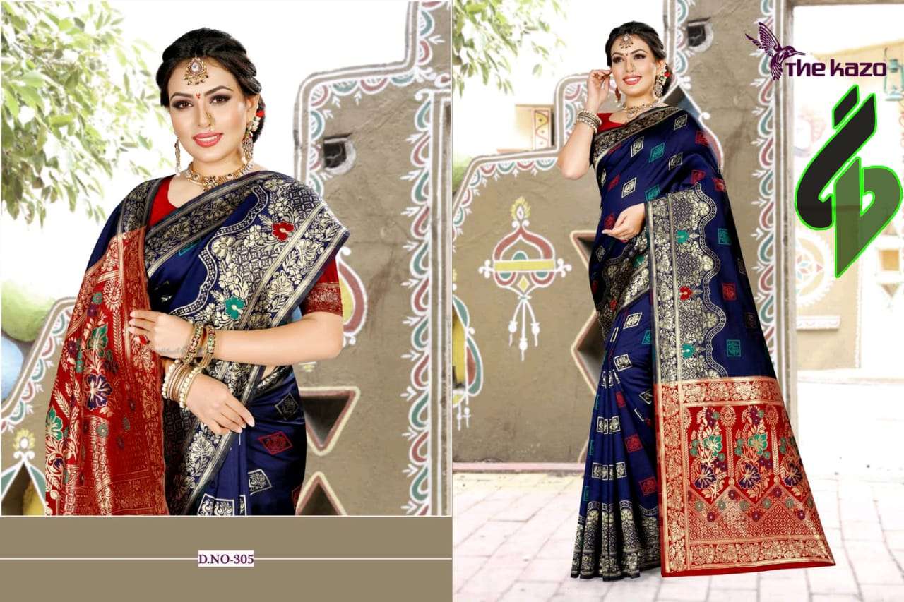 MENKA VOL-3 BY THE KAZO INDIAN TRADITIONAL WEAR COLLECTION BEAUTIFUL STYLISH FANCY COLORFUL PARTY WEAR & OCCASIONAL WEAR BANARASI SILK SAREES AT WHOLESALE PRICE