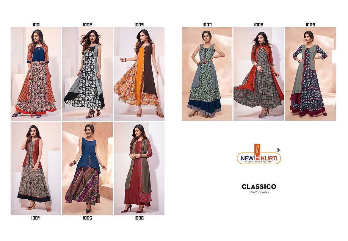 CLASSICO BY NEHA FASHION 1001 TO 1009 SERIES STYLISH FANCY BEAUTIFUL COLORFUL CASUAL WEAR & ETHNIC WEAR MUSLIN DIGITAL PRINT GOWNS AT WHOLESALE PRICE