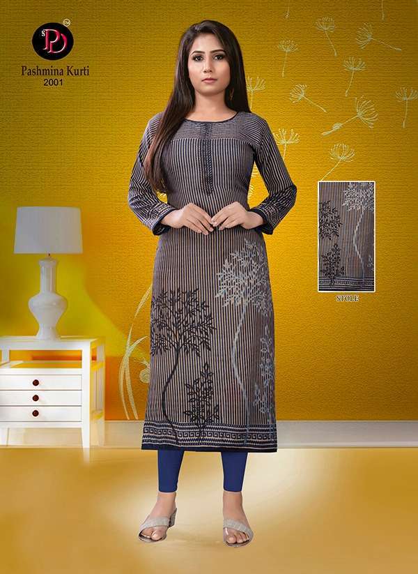 PASHMINA VOL-2 BY POORVI DESIGNER 2001 TO 2009 SERIES BEAUTIFUL STYLISH FANCY COLORFUL CASUAL WEAR & ETHNIC WEAR & READY TO WEAR PURE PASHMINA PRINTED KURTIS AT WHOLESALE PRICE