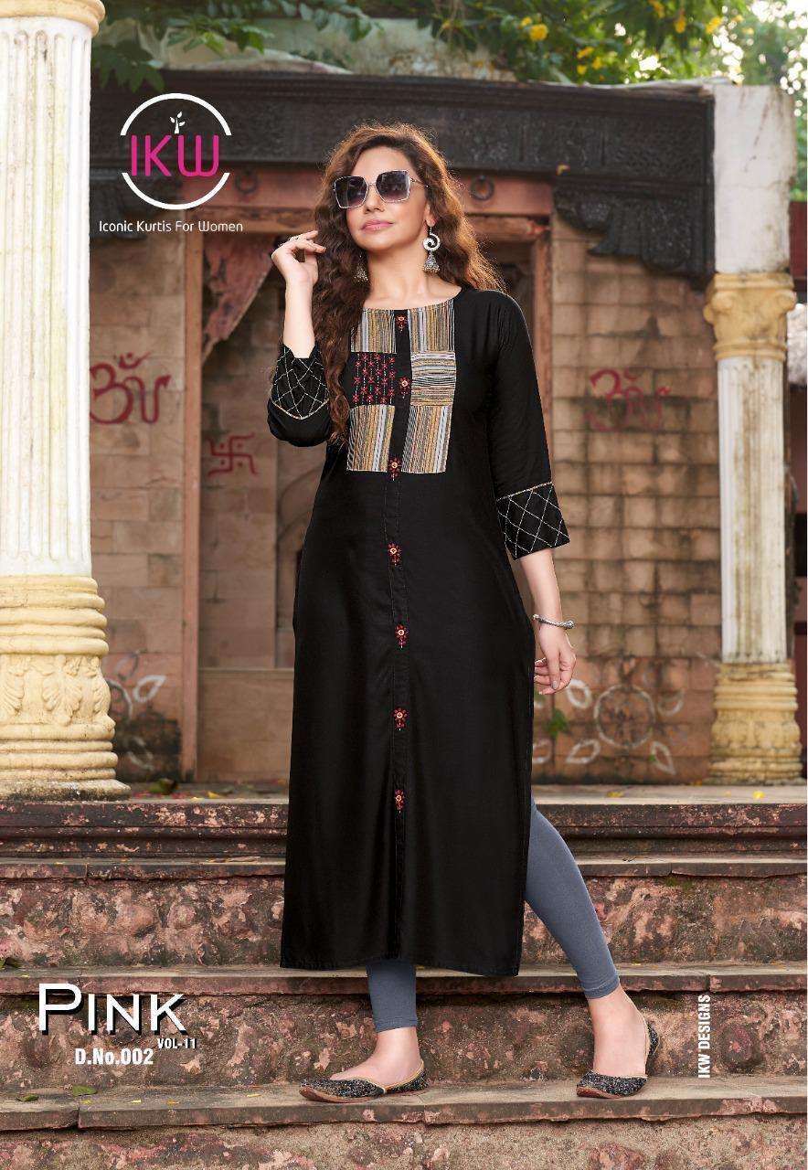 PINK VOL-11 BY IKW 001 TO 008 SERIES STYLISH FANCY BEAUTIFUL COLORFUL CASUAL WEAR & ETHNIC WEAR RAYON KURTIS AT WHOLESALE PRICE