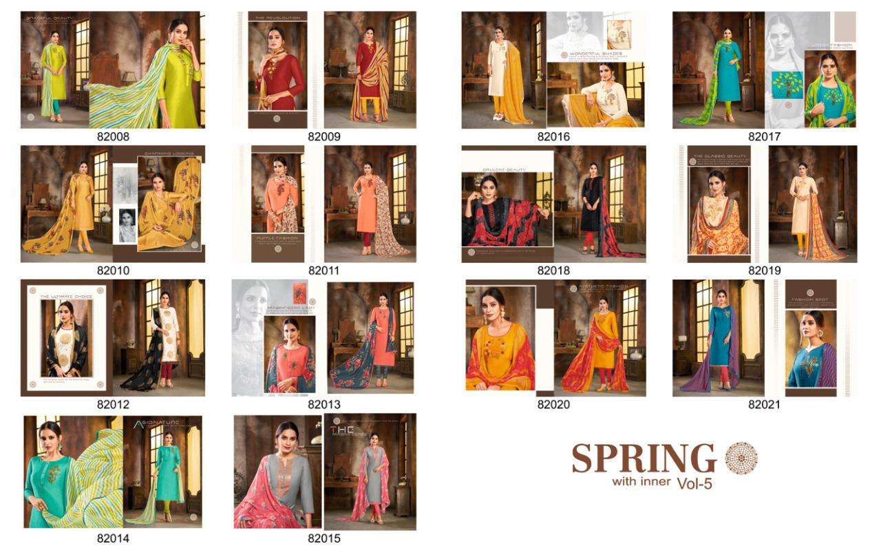 SPRING VOL-5 BY KAPIL TRENDZ 82008 TO 82021 SERIES BEAUTIFUL SUITS STYLISH FANCY COLORFUL PARTY WEAR & OCCASIONAL WEAR COTTON MODEL DRESSES AT WHOLESALE PRICE