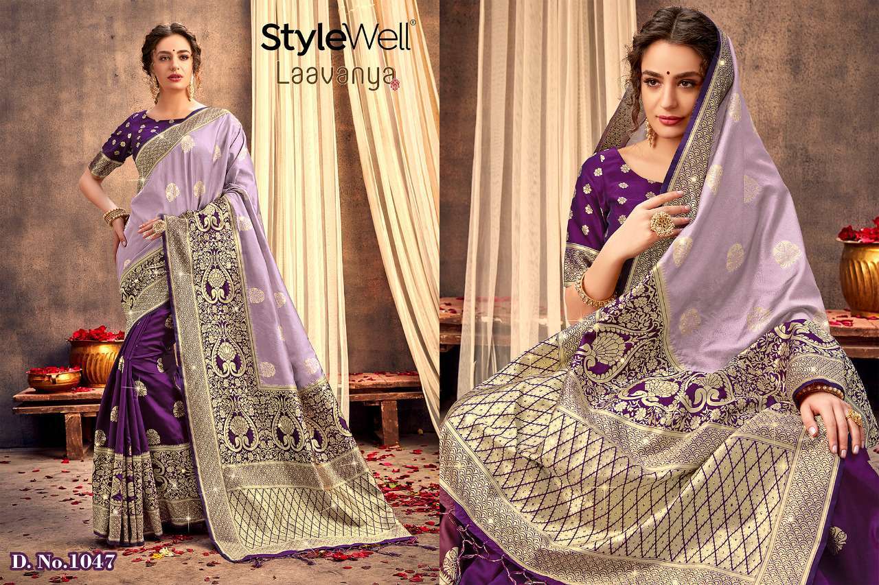 LAAVANYA VOL-2 BY STYLEWELL 1041 TO 1048 SERIES INDIAN TRADITIONAL WEAR COLLECTION BEAUTIFUL STYLISH FANCY COLORFUL PARTY WEAR & OCCASIONAL WEAR BANARASI SILK WEAVING SAREES AT WHOLESALE PRICE