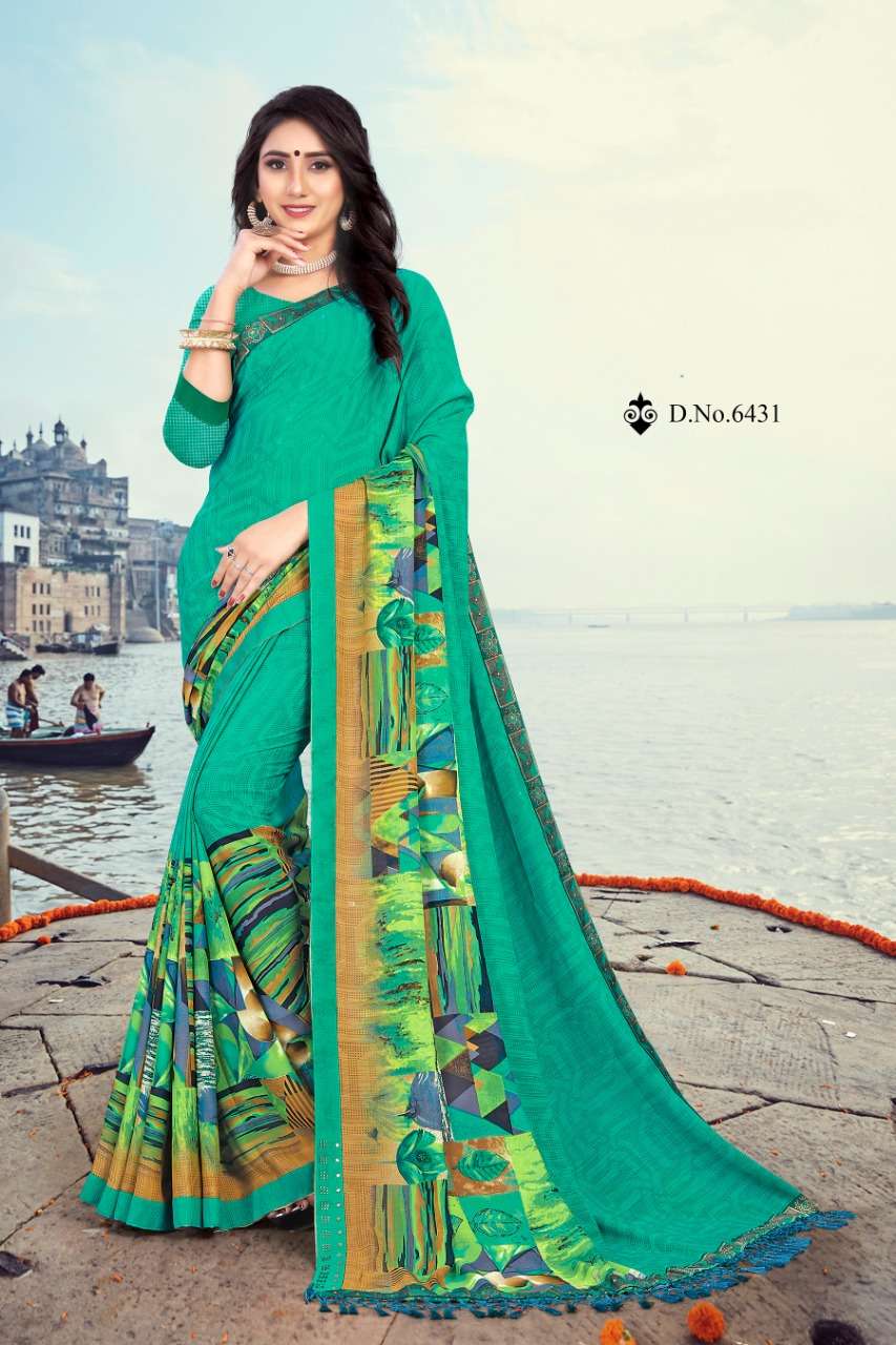 MONALISA BY HAYTEE 6428 TO 6435 SERIES INDIAN TRADITIONAL WEAR COLLECTION BEAUTIFUL STYLISH FANCY COLORFUL PARTY WEAR & OCCASIONAL WEAR RENIAL PRINT SAREES AT WHOLESALE PRICE