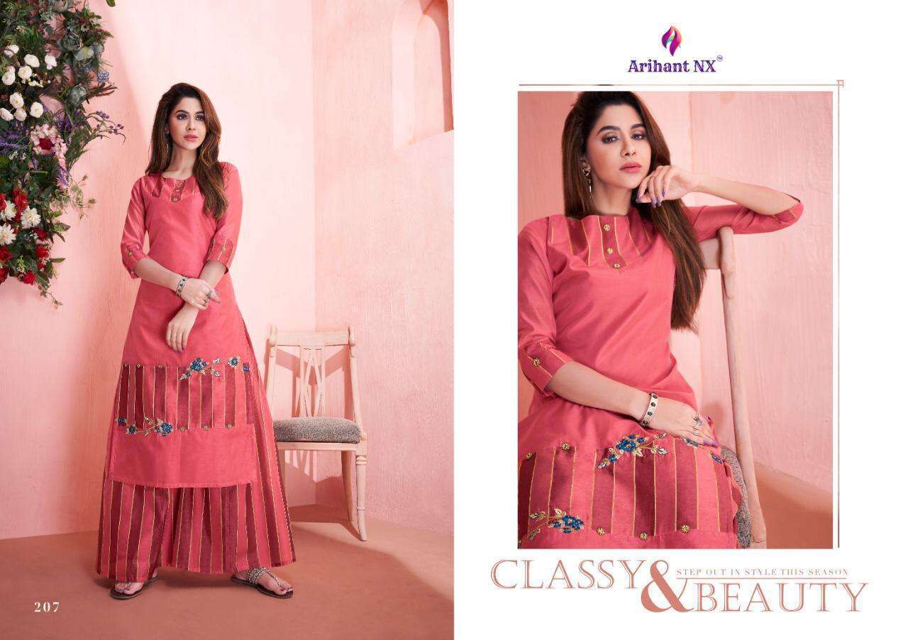 ARIHANT HIT DESIGN 207 BY ARIHANT NX STYLISH FANCY BEAUTIFUL COLORFUL CASUAL WEAR & ETHNIC WEAR PURE MODAL SILK KURTIS WITH BOTTOM AT WHOLESALE PRICE