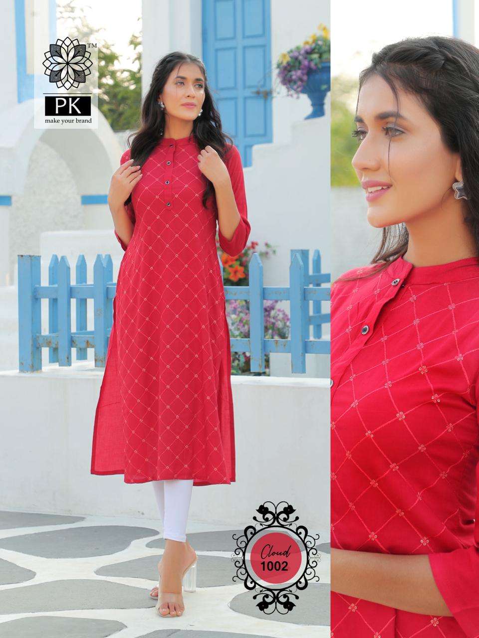 FASHION CLOUD VOL-1 BY PK 1001 TO 1006 SERIES BEAUTIFUL STYLISH FANCY COLORFUL CASUAL WEAR & ETHNIC WEAR RAYON WITH WORK KURTIS AT WHOLESALE PRICE