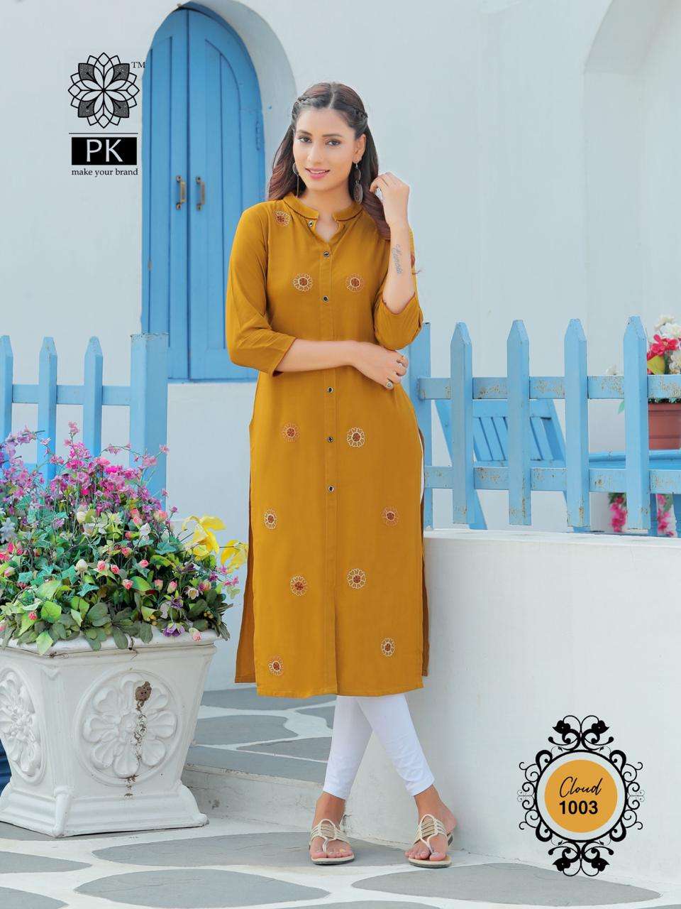 FASHION CLOUD VOL-1 BY PK 1001 TO 1006 SERIES BEAUTIFUL STYLISH FANCY COLORFUL CASUAL WEAR & ETHNIC WEAR RAYON WITH WORK KURTIS AT WHOLESALE PRICE