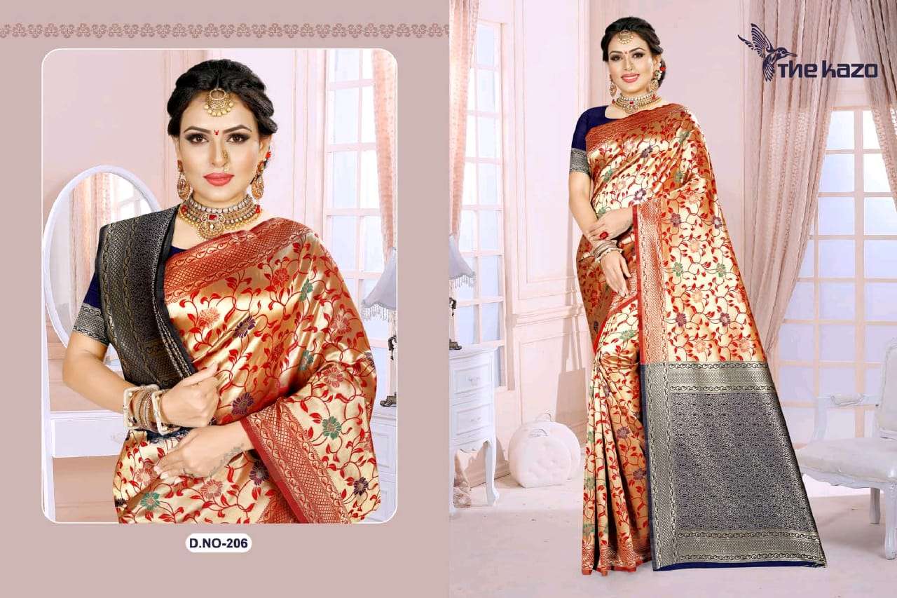 MENKA VOL-2 BY THE KAZO INDIAN TRADITIONAL WEAR COLLECTION BEAUTIFUL STYLISH FANCY COLORFUL PARTY WEAR & OCCASIONAL WEAR PURE SILK SAREES AT WHOLESALE PRICE