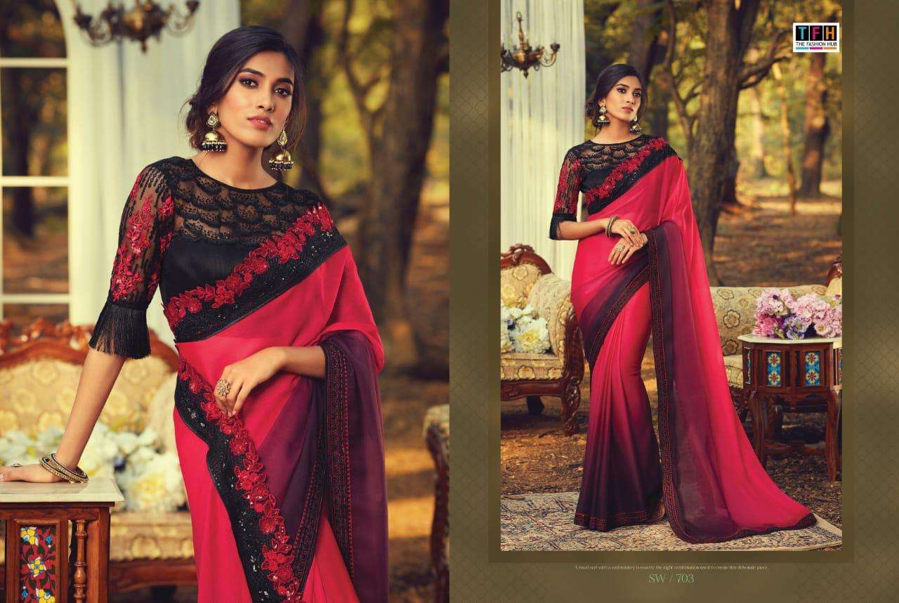 SANDALWOOD VOL-7 BY TFH INDIAN TRADITIONAL WEAR COLLECTION BEAUTIFUL STYLISH FANCY COLORFUL PARTY WEAR & OCCASIONAL WEAR FANCY SAREES AT WHOLESALE PRICE