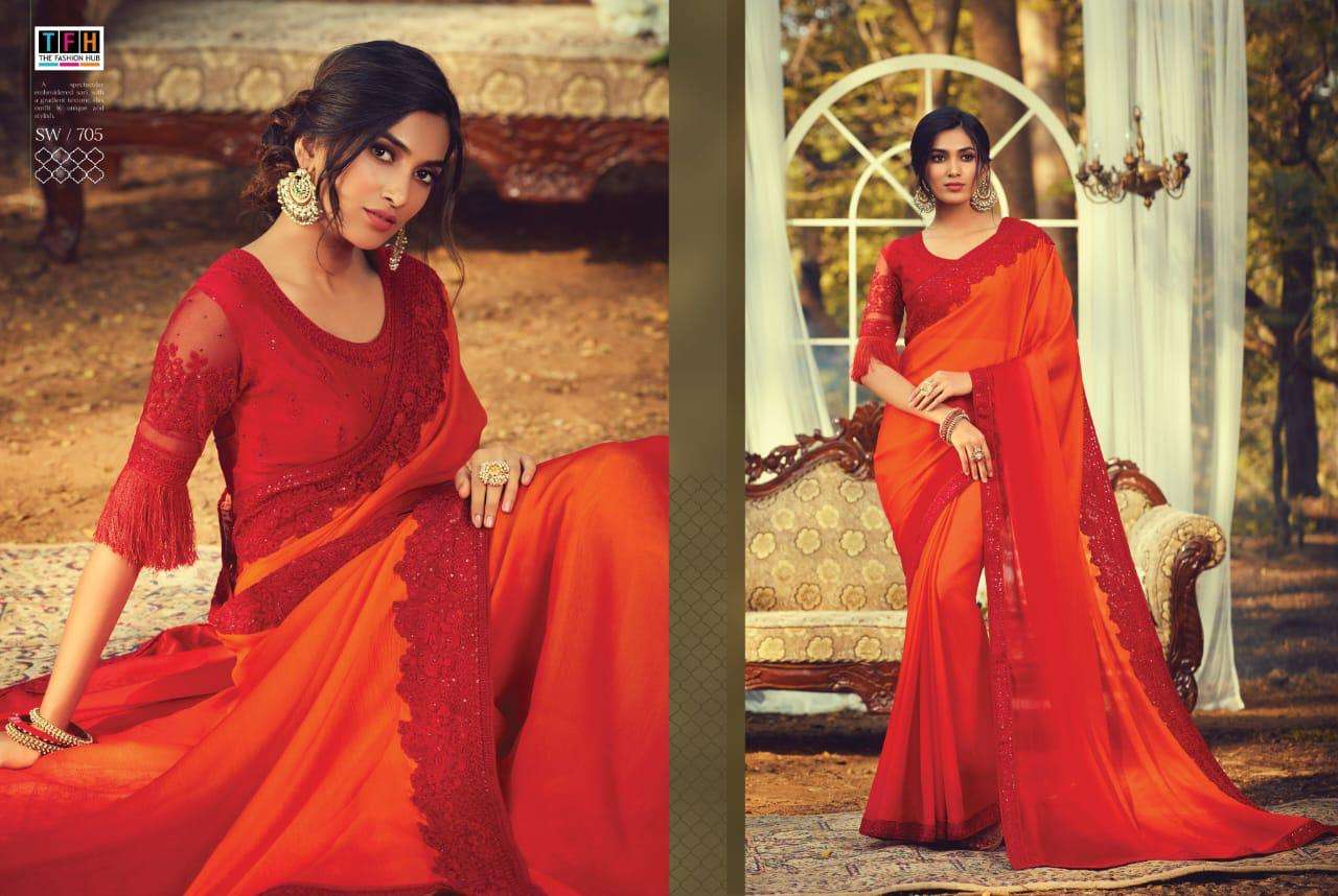 SANDALWOOD VOL-7 BY TFH INDIAN TRADITIONAL WEAR COLLECTION BEAUTIFUL STYLISH FANCY COLORFUL PARTY WEAR & OCCASIONAL WEAR FANCY SAREES AT WHOLESALE PRICE