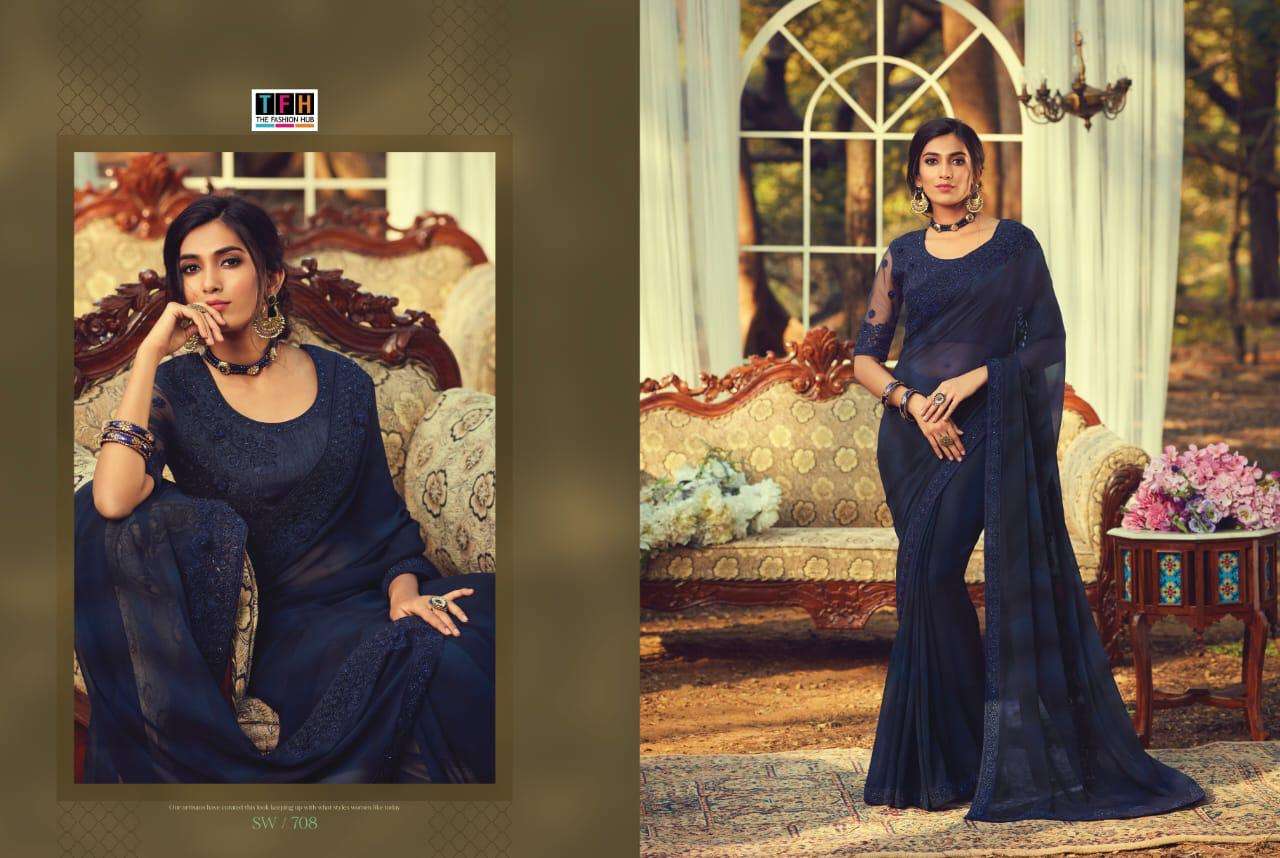 SANDALWOOD VOL-7 BY TFH INDIAN TRADITIONAL WEAR COLLECTION BEAUTIFUL STYLISH FANCY COLORFUL PARTY WEAR & OCCASIONAL WEAR FANCY SAREES AT WHOLESALE PRICE