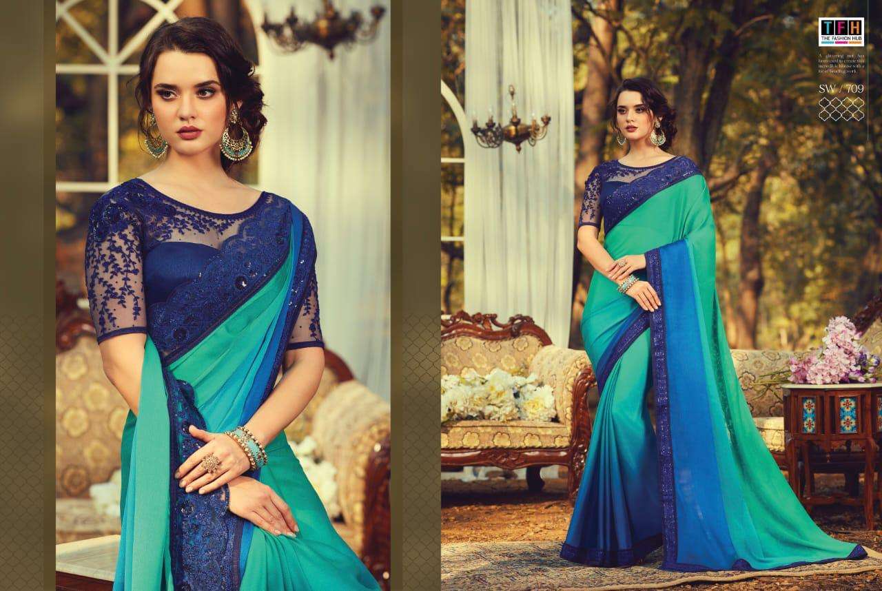 SANDALWOOD VOL-7 BY TFH INDIAN TRADITIONAL WEAR COLLECTION BEAUTIFUL STYLISH FANCY COLORFUL PARTY WEAR & OCCASIONAL WEAR FANCY SAREES AT WHOLESALE PRICE