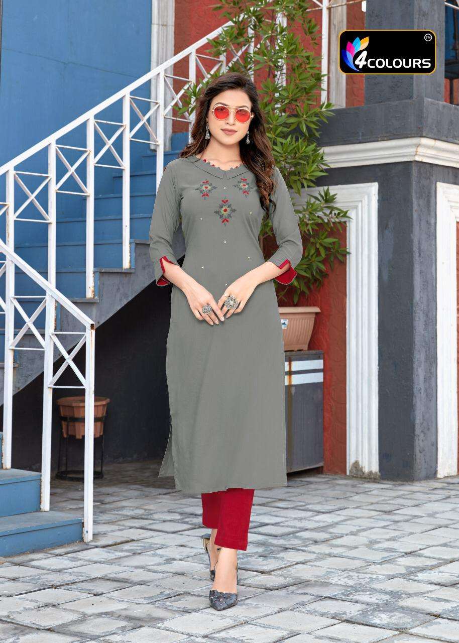 WOMANIYA BY 4 COLOURS 3001 TO 3006 SERIES STYLISH FANCY BEAUTIFUL COLORFUL CASUAL WEAR & ETHNIC WEAR HEAVY RAYON EMBROIDERED KURTIS WITH BOTTOM AT WHOLESALE PRICE