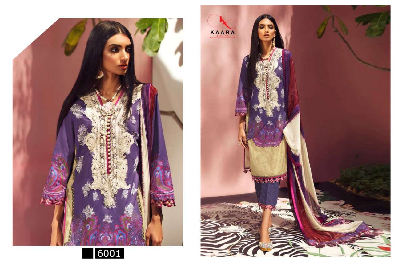 FIRDOUS WINTER COLLECTION VOL-6 BY KAARA SUITS 6001 TO 6004 SERIES DESIGNER PAKISTANI SUITS BEAUTIFUL STYLISH FANCY COLORFUL PARTY WEAR & OCCASIONAL WEAR JAM SATIN PRINT EMBROIDERY DRESSES AT WHOLESALE PRICE