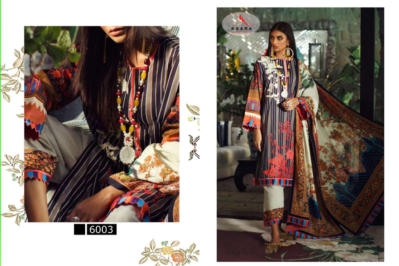 FIRDOUS WINTER COLLECTION VOL-6 BY KAARA SUITS 6001 TO 6004 SERIES DESIGNER PAKISTANI SUITS BEAUTIFUL STYLISH FANCY COLORFUL PARTY WEAR & OCCASIONAL WEAR JAM SATIN PRINT EMBROIDERY DRESSES AT WHOLESALE PRICE