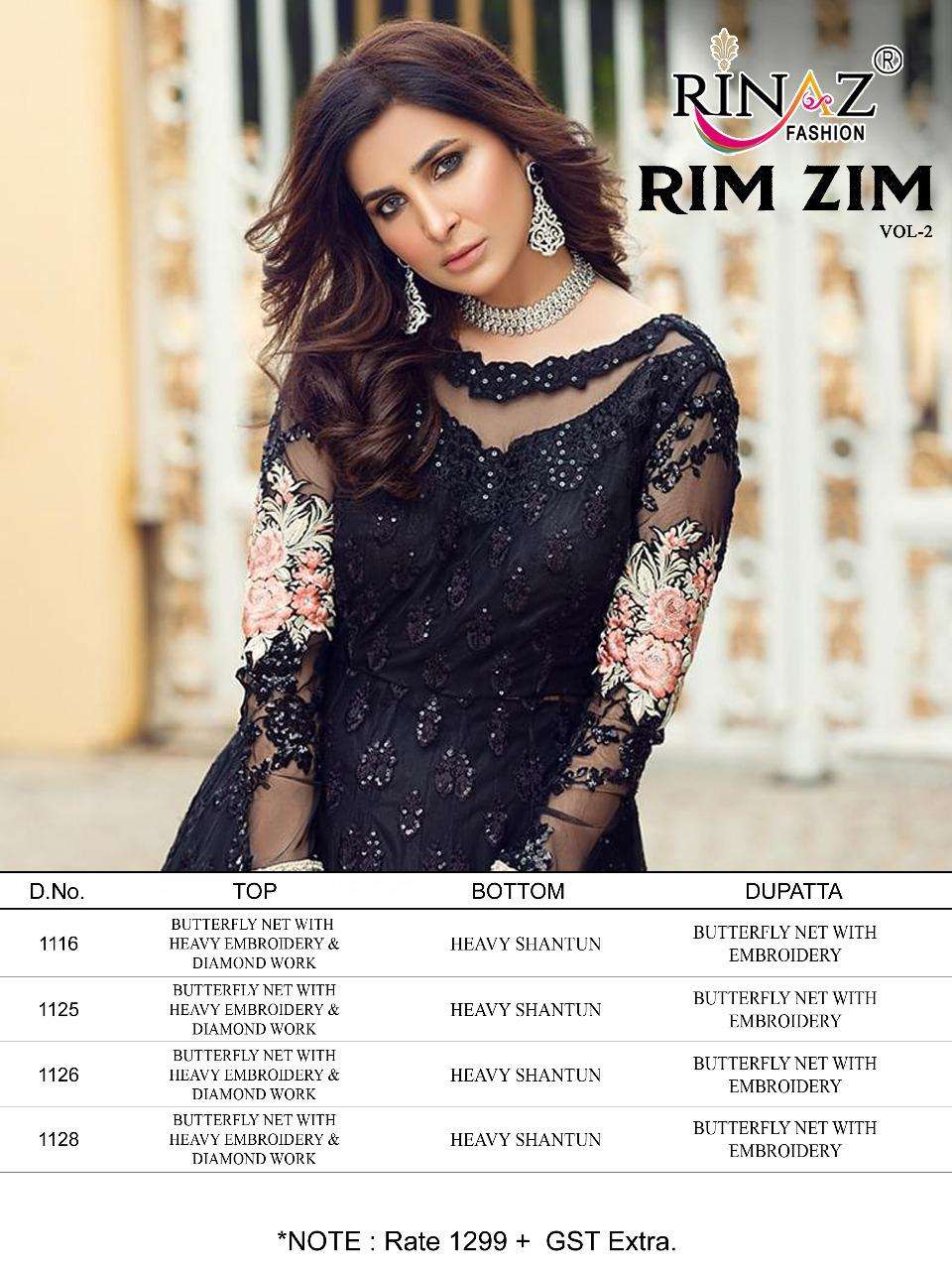RIM ZIM VOL-2 BY RINAZ FASHION DESIGNER PAKISTANI SUITS BEAUTIFUL STYLISH FANCY COLORFUL PARTY WEAR & OCCASIONAL WEAR BUTTERFLY NET EMBROIDERY DRESSES AT WHOLESALE PRICE