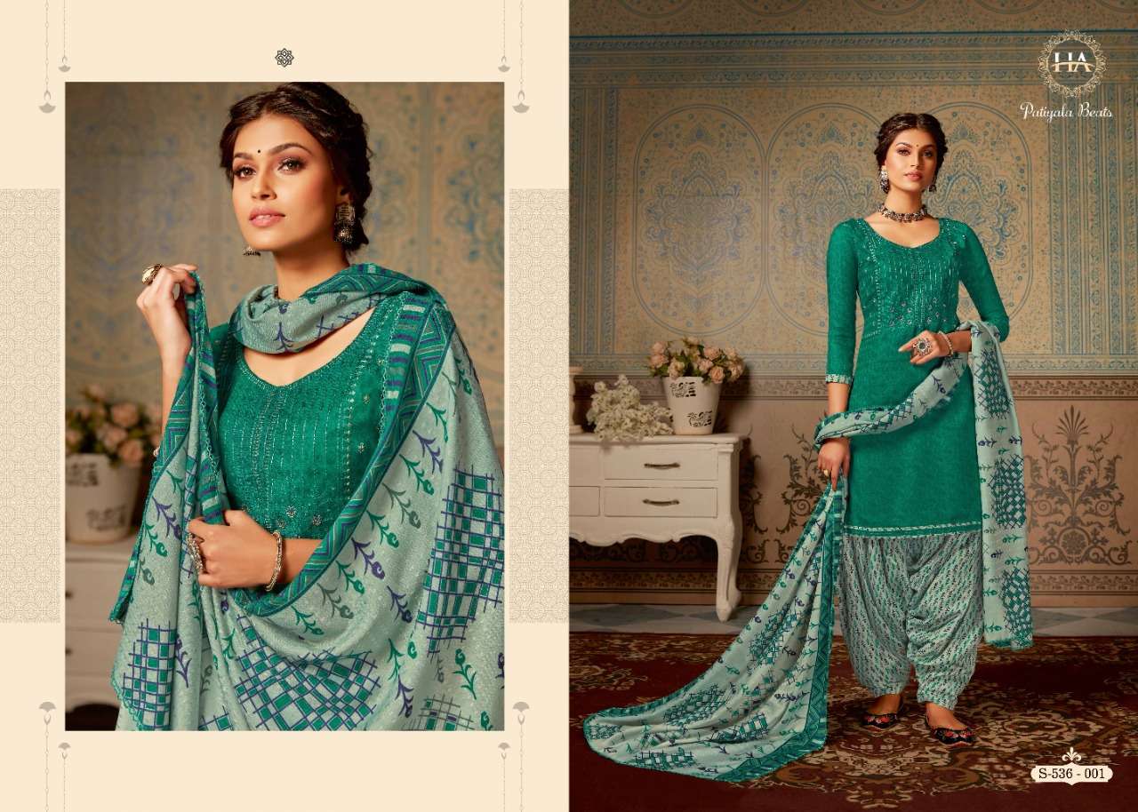 PATIYALA BEATS BY HARSHIT FASHION HUB 536-001 TO 536-010 SERIES DESIGNER FESTIVE SUITS COLLECTION BEAUTIFUL STYLISH FANCY COLORFUL PARTY WEAR & OCCASIONAL WEAR PURE PASHMINA EMBROIDERED DRESSES AT WHOLESALE PRICE