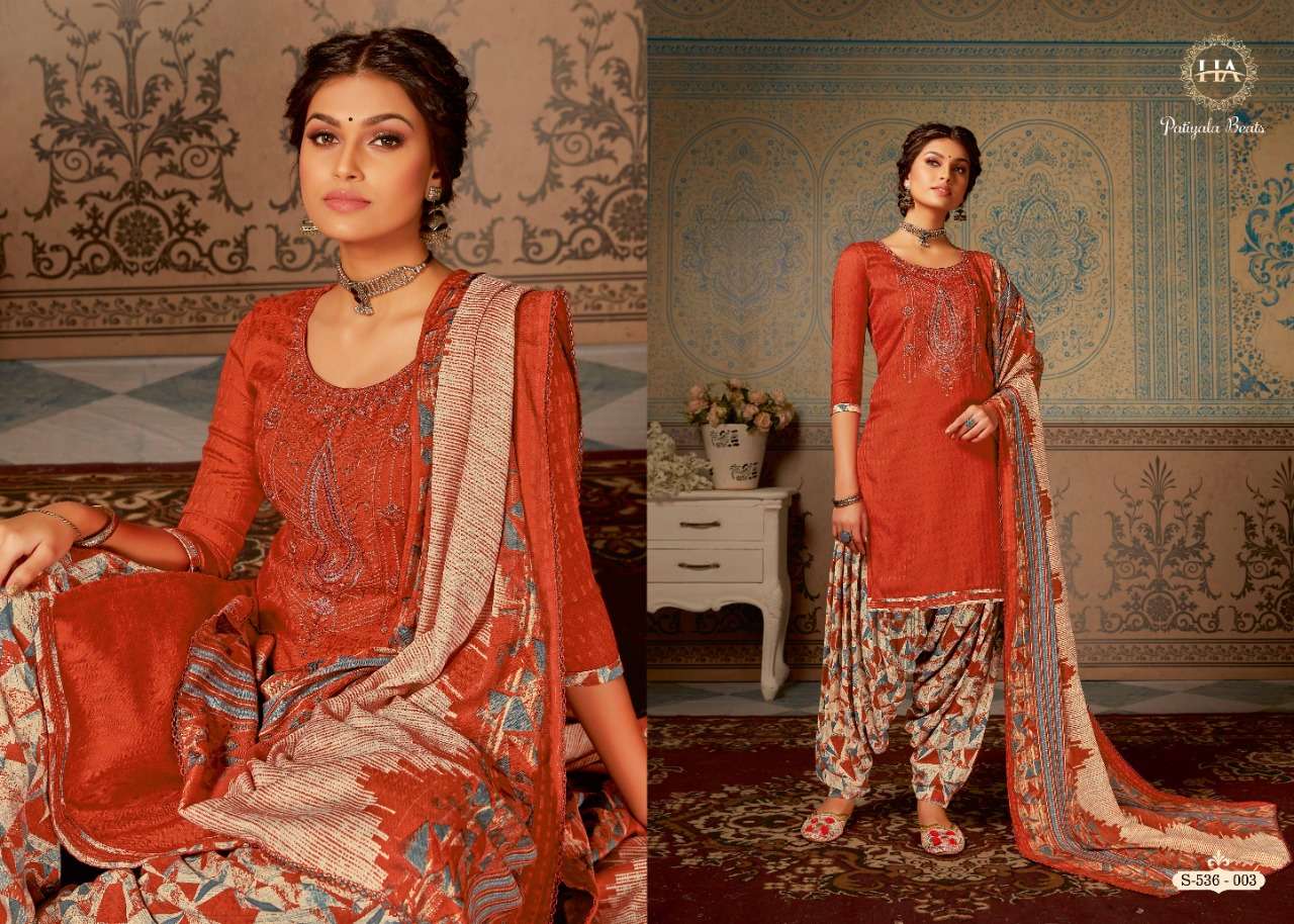 PATIYALA BEATS BY HARSHIT FASHION HUB 536-001 TO 536-010 SERIES DESIGNER FESTIVE SUITS COLLECTION BEAUTIFUL STYLISH FANCY COLORFUL PARTY WEAR & OCCASIONAL WEAR PURE PASHMINA EMBROIDERED DRESSES AT WHOLESALE PRICE