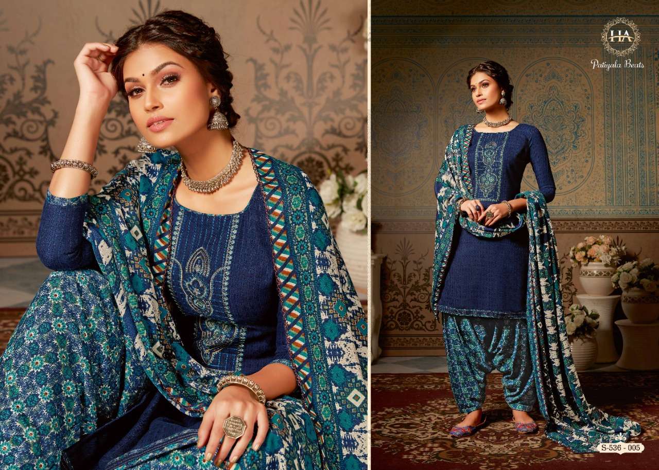 PATIYALA BEATS BY HARSHIT FASHION HUB 536-001 TO 536-010 SERIES DESIGNER FESTIVE SUITS COLLECTION BEAUTIFUL STYLISH FANCY COLORFUL PARTY WEAR & OCCASIONAL WEAR PURE PASHMINA EMBROIDERED DRESSES AT WHOLESALE PRICE