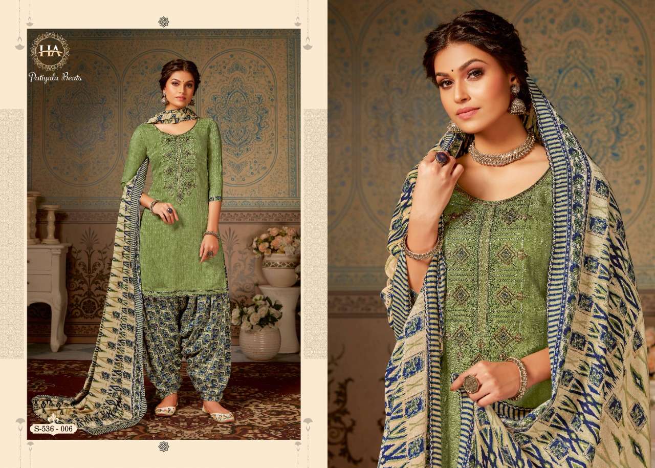 PATIYALA BEATS BY HARSHIT FASHION HUB 536-001 TO 536-010 SERIES DESIGNER FESTIVE SUITS COLLECTION BEAUTIFUL STYLISH FANCY COLORFUL PARTY WEAR & OCCASIONAL WEAR PURE PASHMINA EMBROIDERED DRESSES AT WHOLESALE PRICE